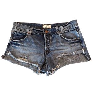 We The Free People Womens 28 Button Fly Distressed Cut Off Jean Shorts Festival